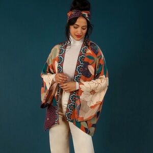 Powder Kimono Jacket Women OS Terracotta Colorway Modal Boho Hippie Art to Wear